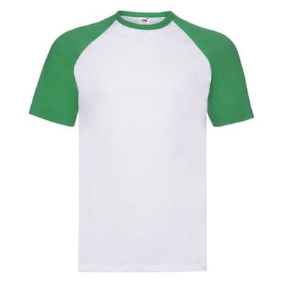 T-SHIRT-BASEBALL-M/C-Bianco/Verde kelly
