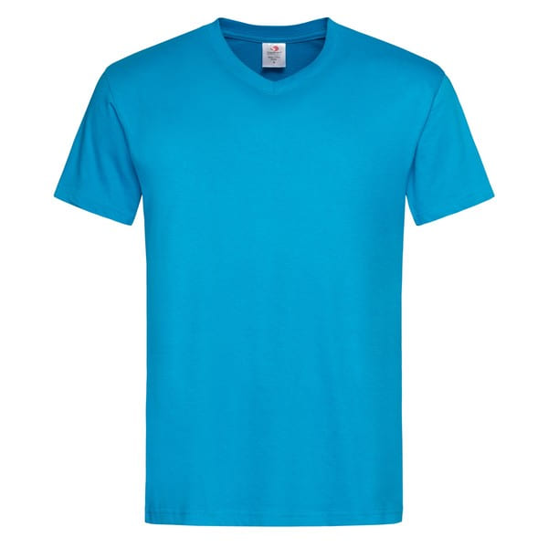 T-SHIRT-COLLO-V-COLOR-Blu oceano