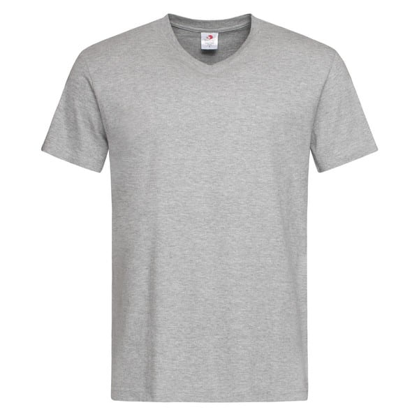 T-SHIRT-COLLO-V-COLOR-Grigio melange