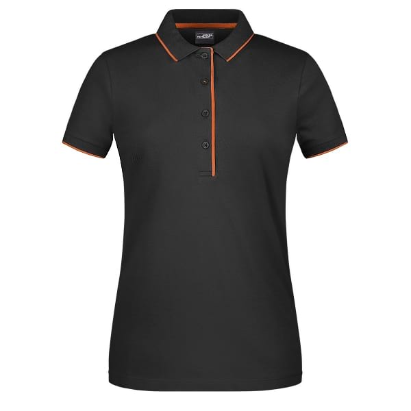 POLO-DONNA-STRIPE-Nero/Arancione