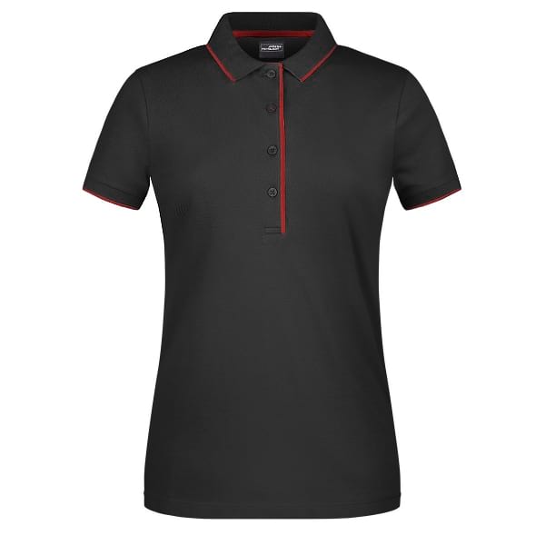 POLO-DONNA-STRIPE-Nero/Rosso