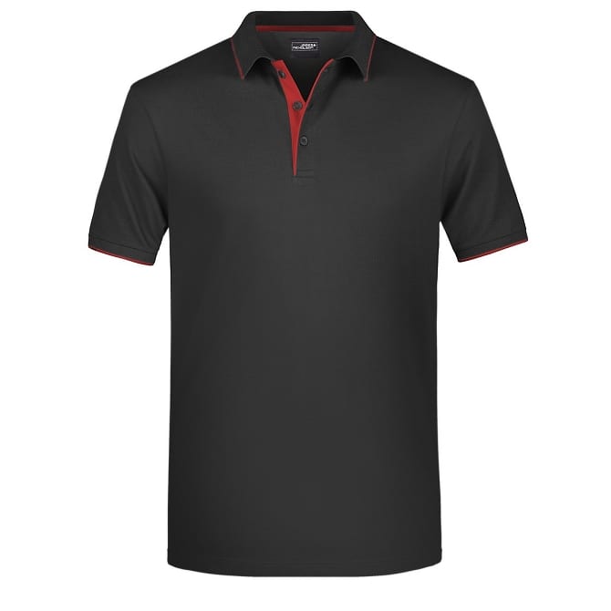 POLO-STRIPE-Nero/Rosso