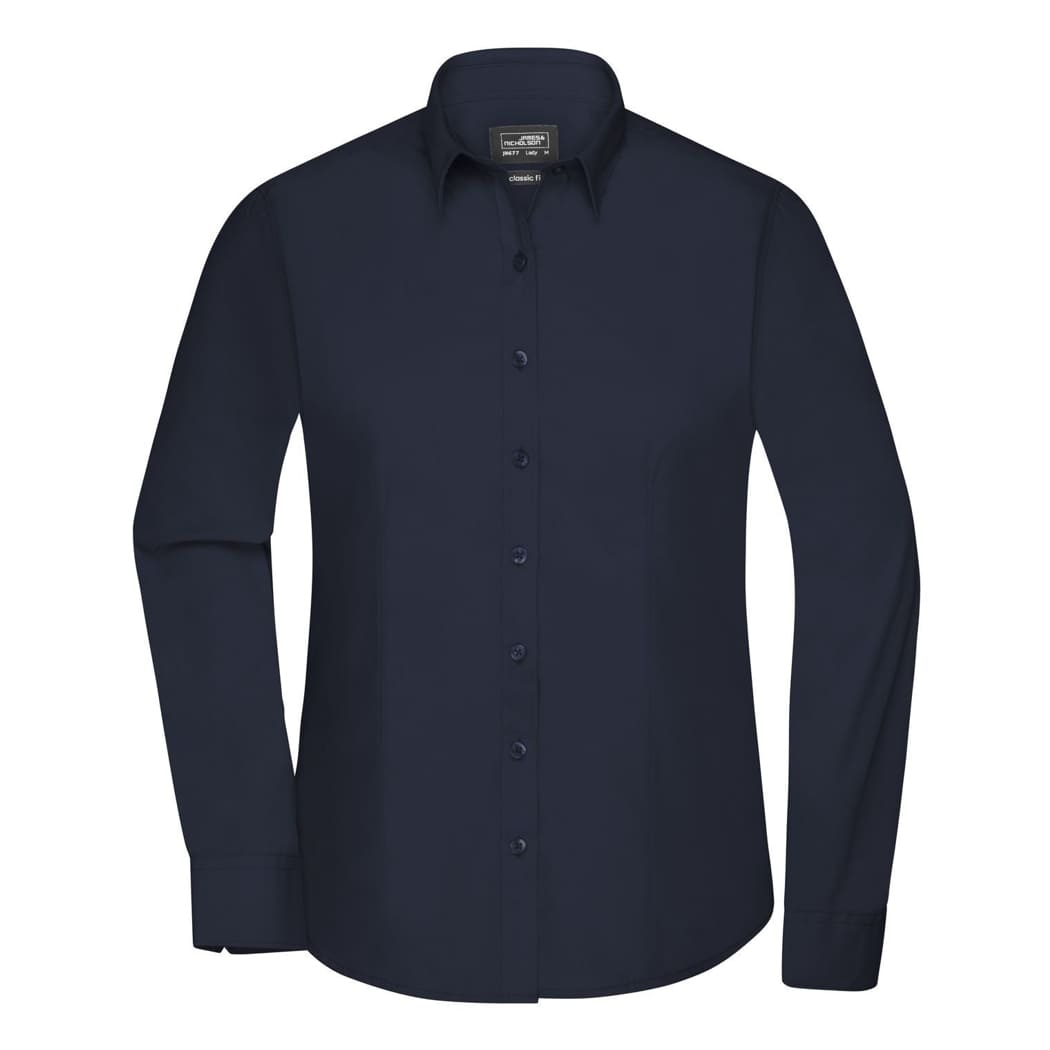 CAMICIA-DONNA-MANICA-LUNGA-POPLIN-Blu navy