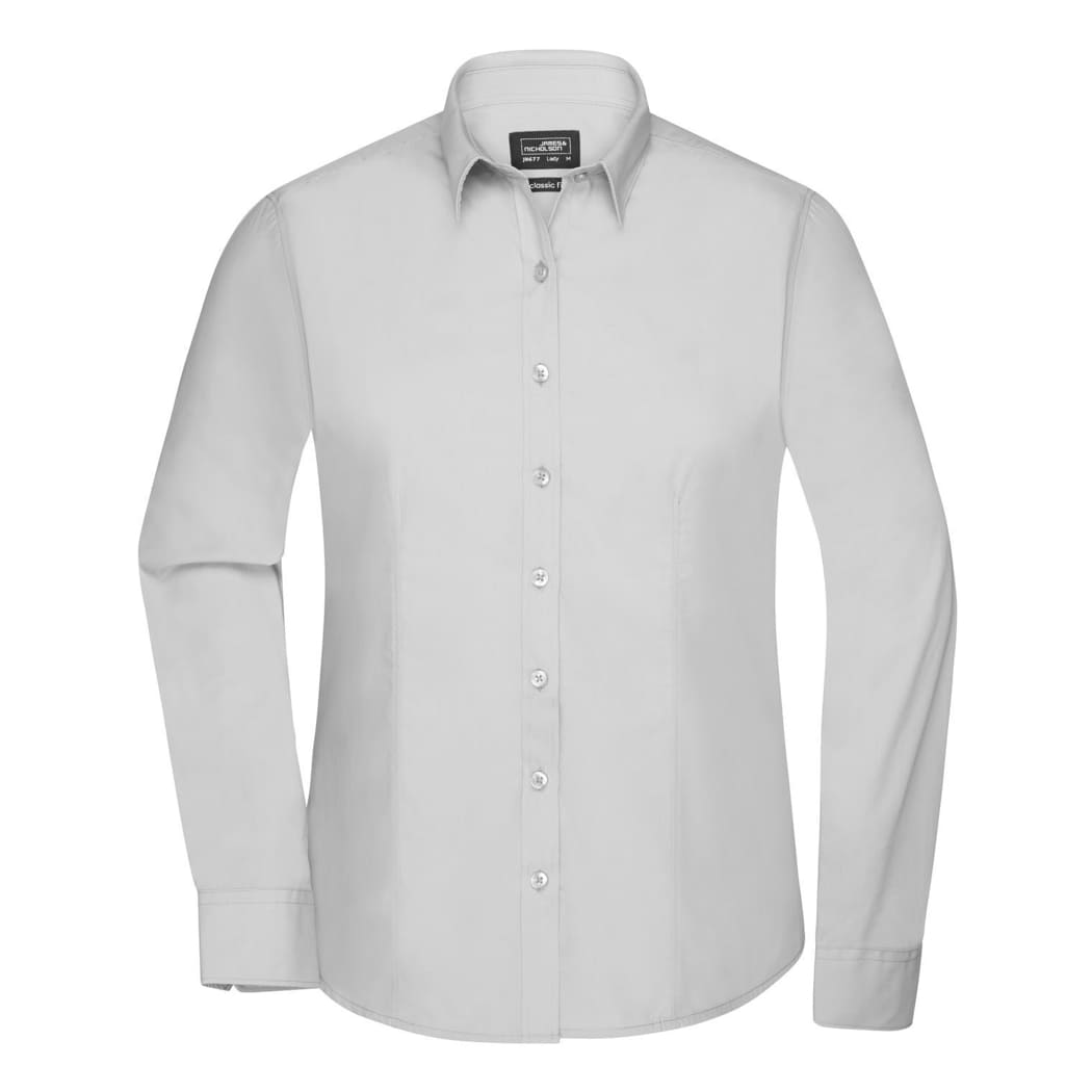 CAMICIA-DONNA-MANICA-LUNGA-POPLIN-Grigio chiaro