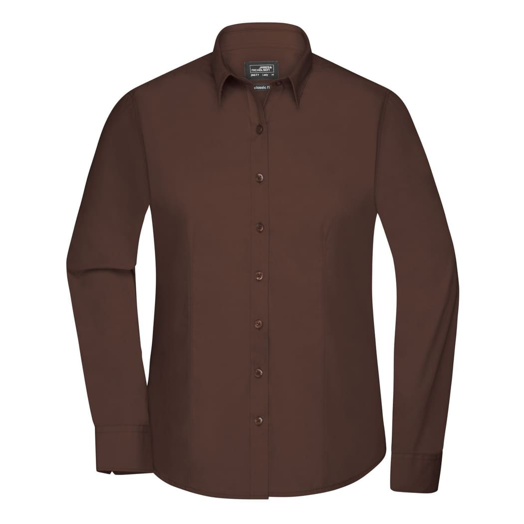 CAMICIA-DONNA-MANICA-LUNGA-POPLIN-Marrone