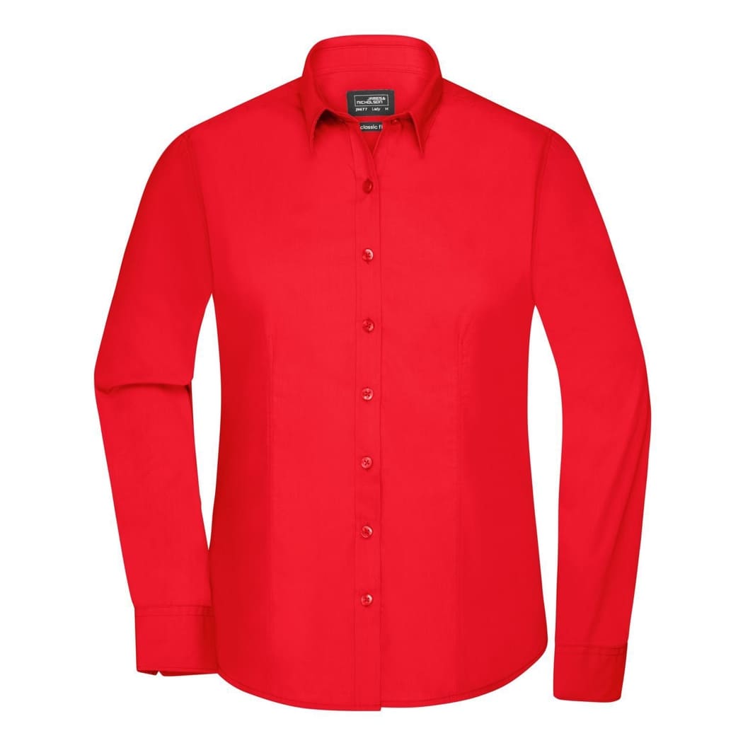 CAMICIA-DONNA-MANICA-LUNGA-POPLIN-Rosso vivo
