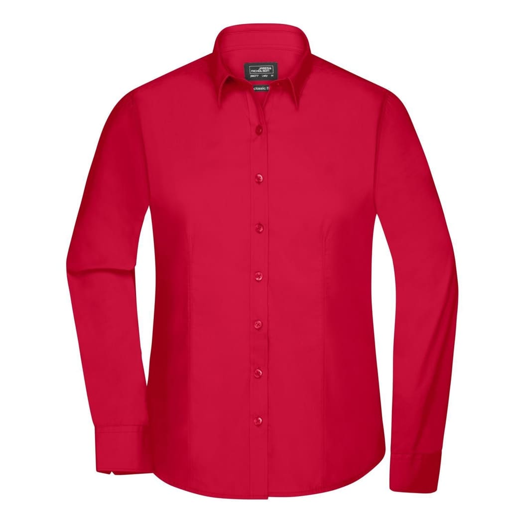 CAMICIA-DONNA-MANICA-LUNGA-POPLIN-Rosso