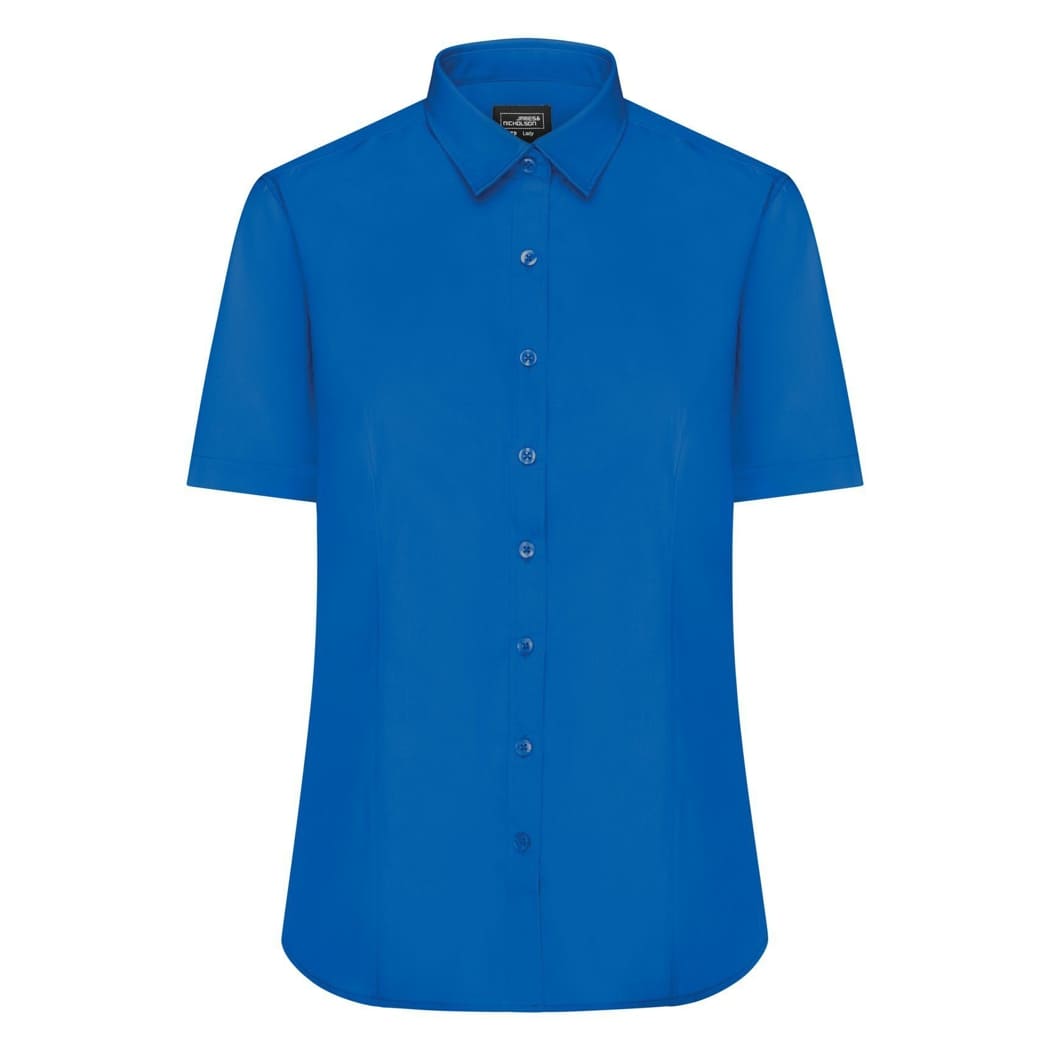 CAMICIA-DONNA-MANICA-CORTA-IN-POPLIN-Blu royal