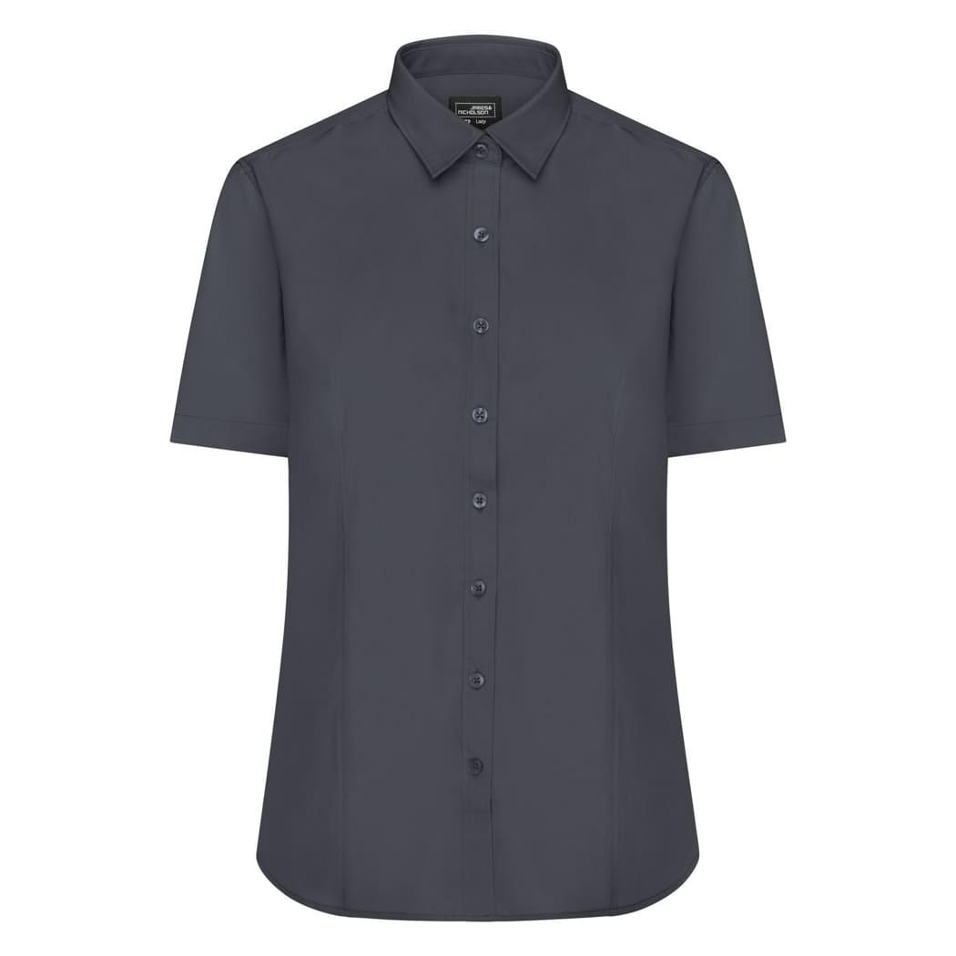 CAMICIA-DONNA-MANICA-CORTA-IN-POPLIN-Carbone