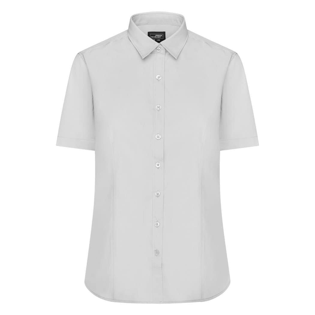 CAMICIA-DONNA-MANICA-CORTA-IN-POPLIN-Grigio chiaro