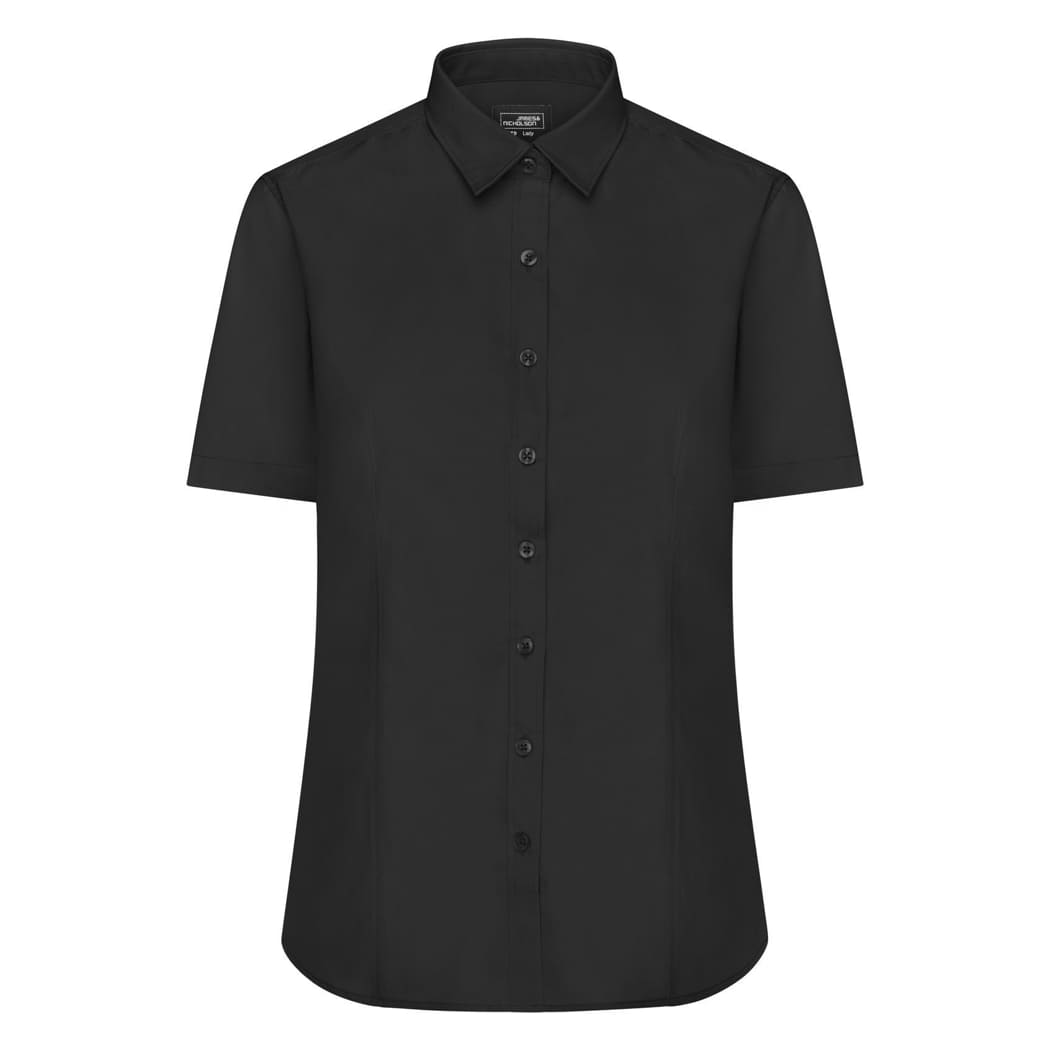 CAMICIA-DONNA-MANICA-CORTA-IN-POPLIN-Nero