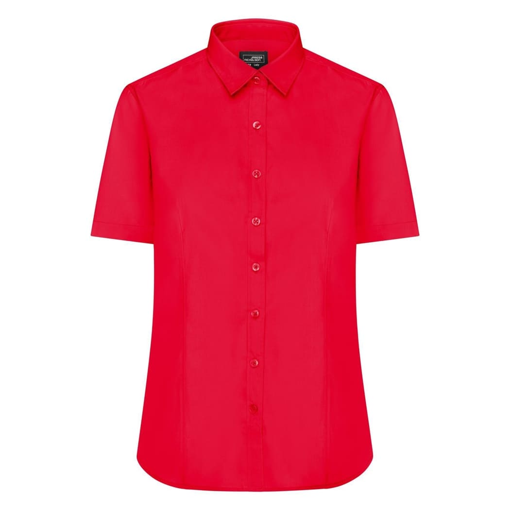 CAMICIA-DONNA-MANICA-CORTA-IN-POPLIN-Rosso vivo