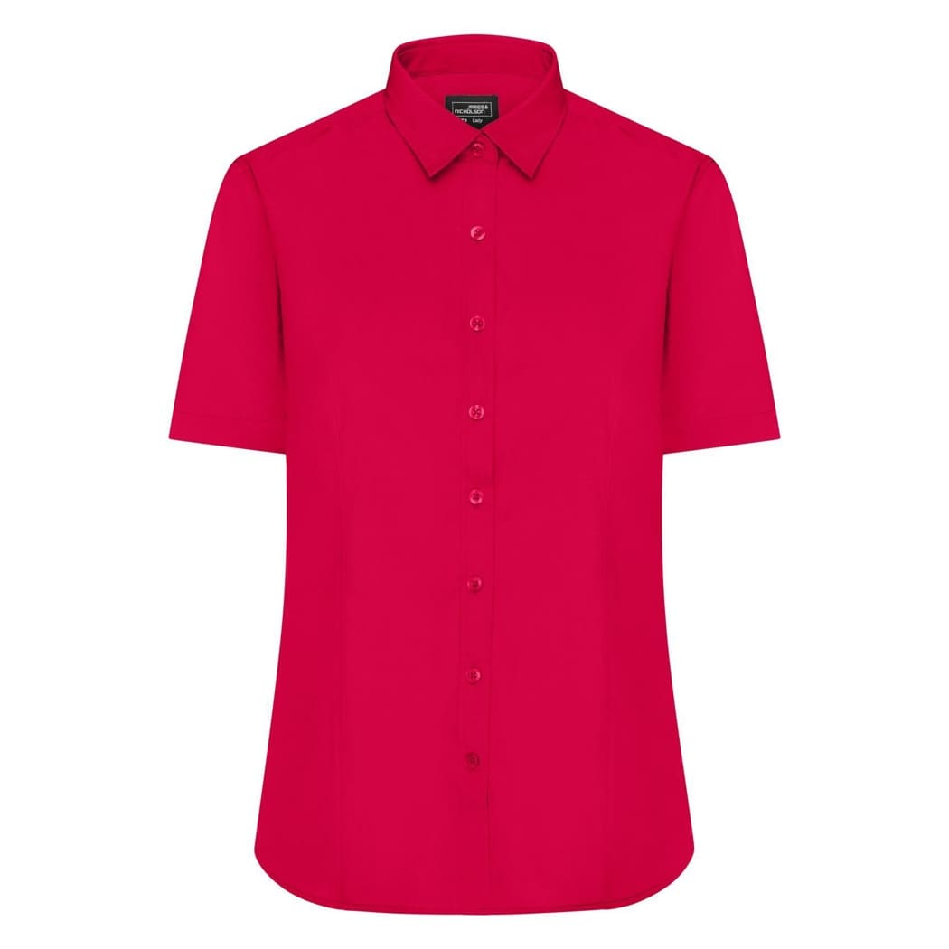 CAMICIA-DONNA-MANICA-CORTA-IN-POPLIN-Rosso