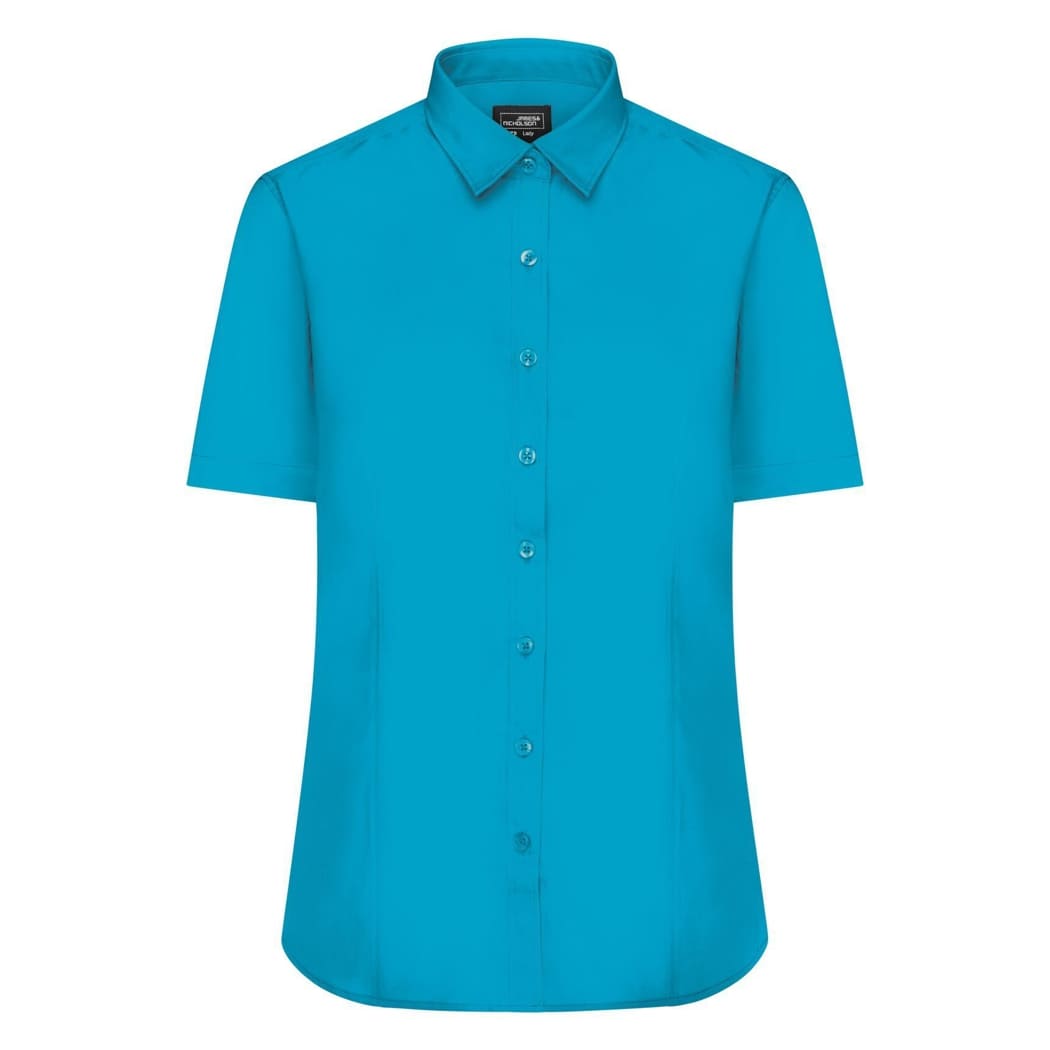 CAMICIA-DONNA-MANICA-CORTA-IN-POPLIN-Turchese