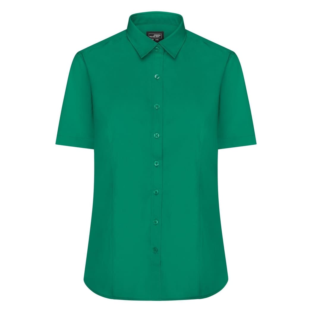 CAMICIA-DONNA-MANICA-CORTA-IN-POPLIN-Verde
