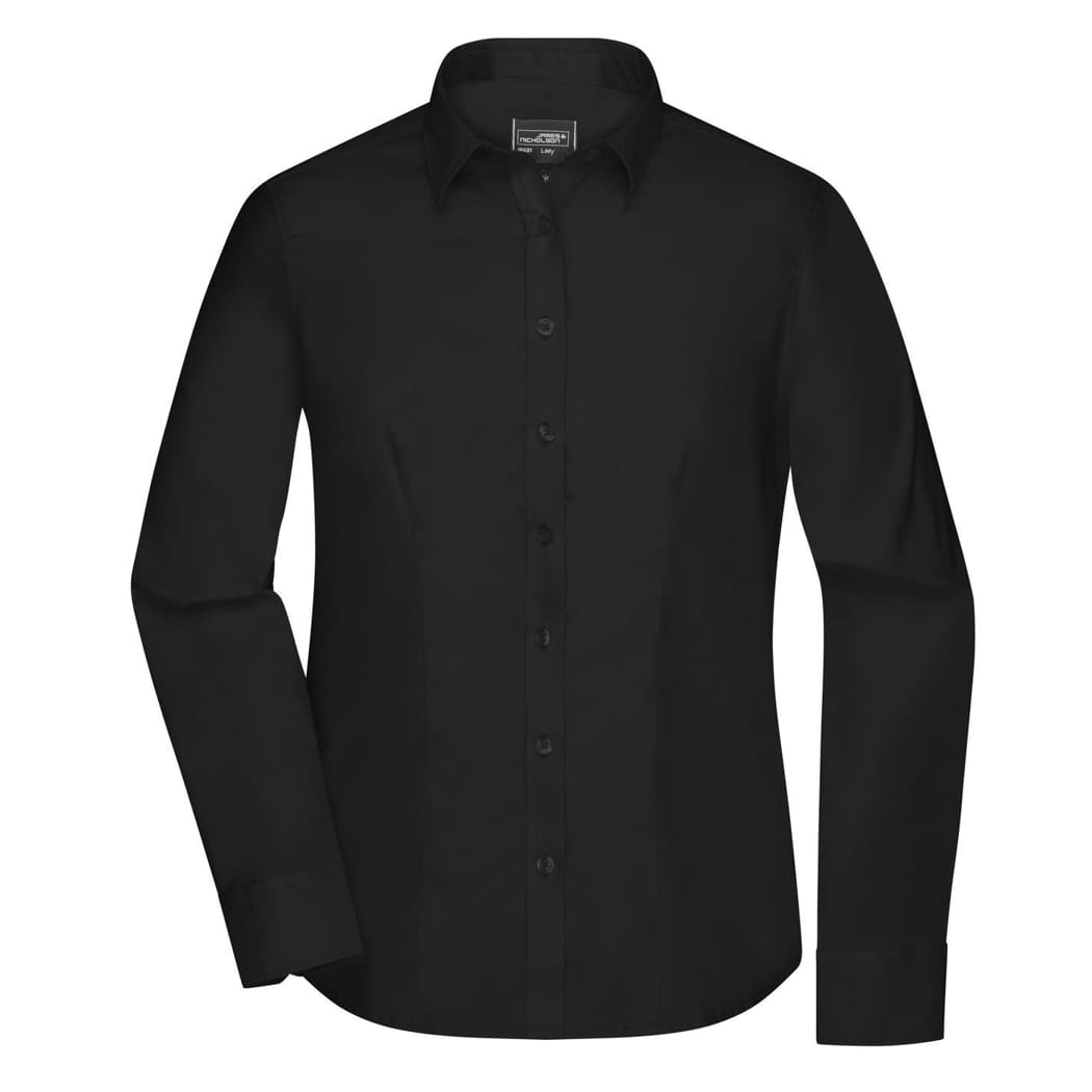CAMICIA-DONNA-MANICA-LUNGA-IN-MICRO-TWILL-Nero
