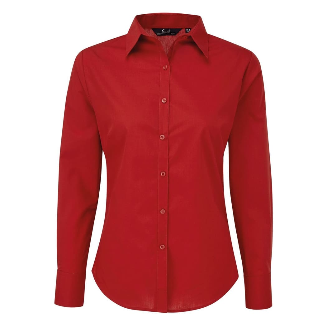 CAMICIA-DA-DONNA-POPLIN-BLOUSE-Rosso