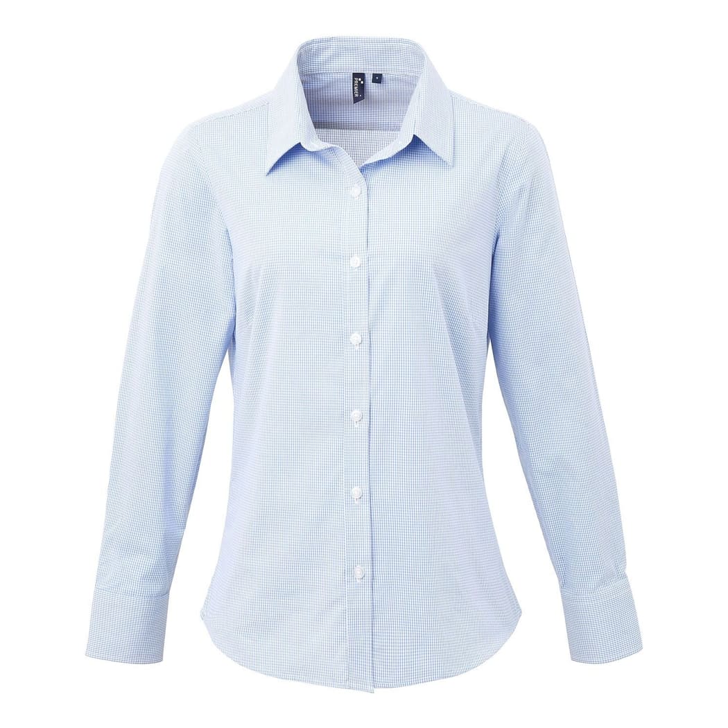 CAMICIA-DONNA-MICROCHECK-GINGHAM-Azzurro/Bianco