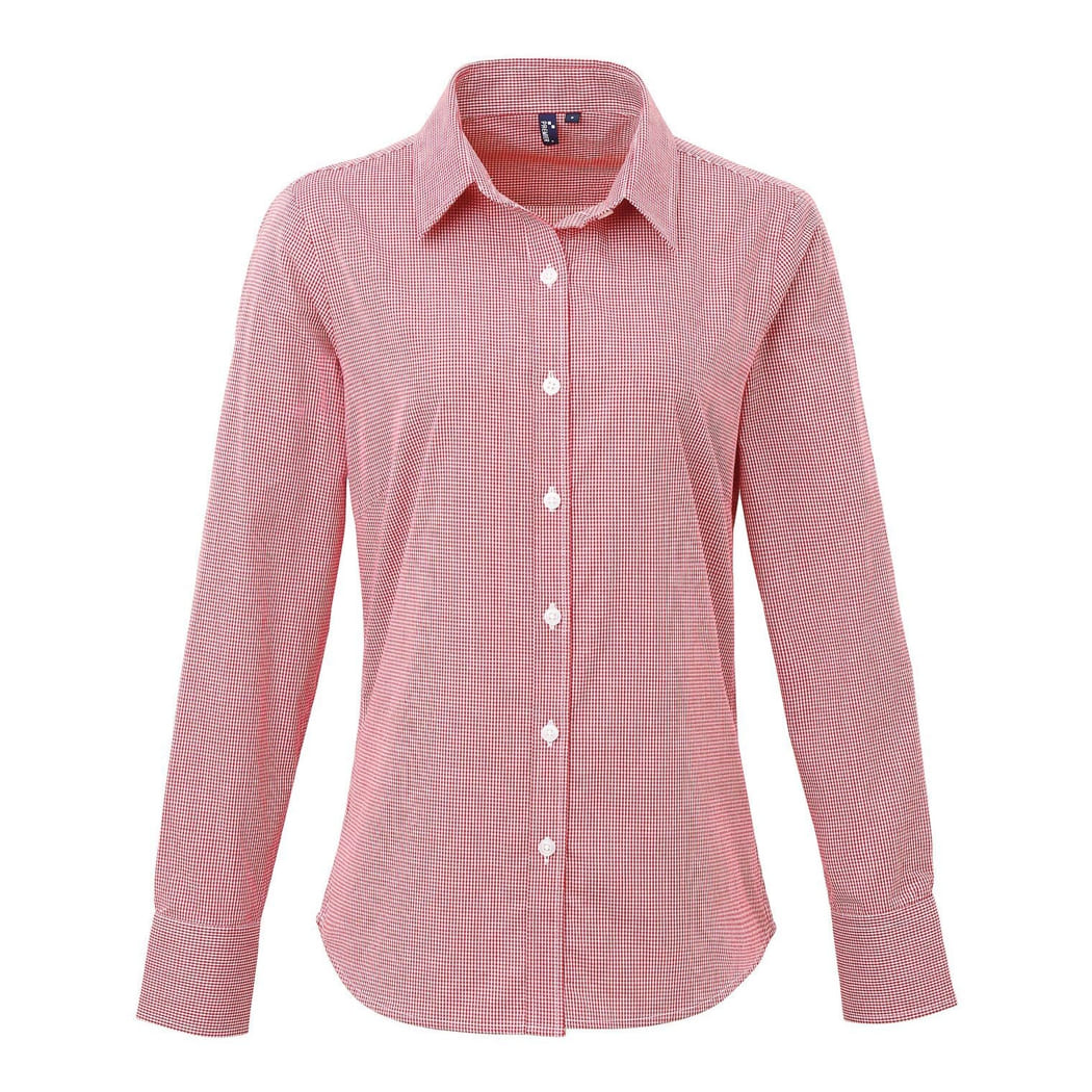 CAMICIA-DONNA-MICROCHECK-GINGHAM-Rosso/Bianco