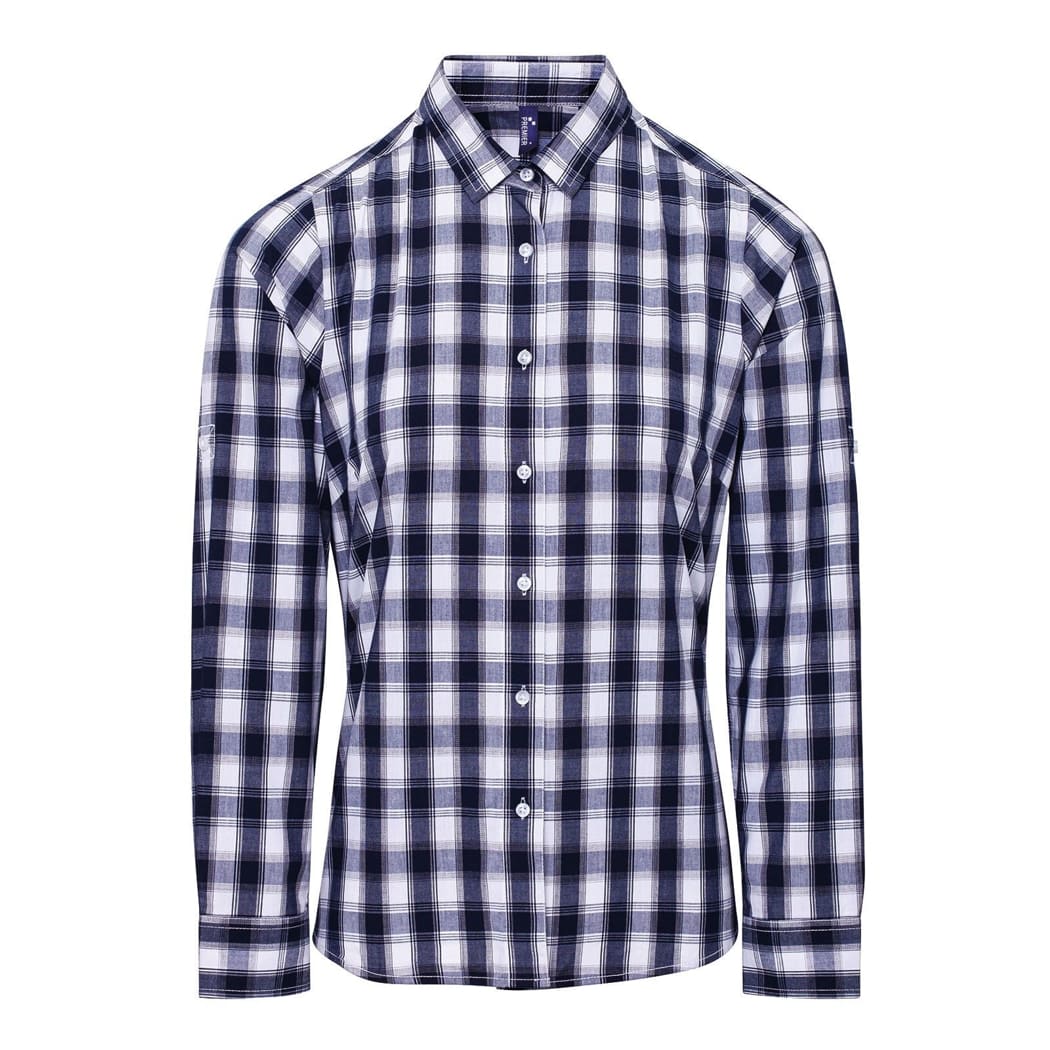 CAMICIA-DONNA-MULLIGAN-CHECK-COTTON-BAR-Bianco/Blu navy