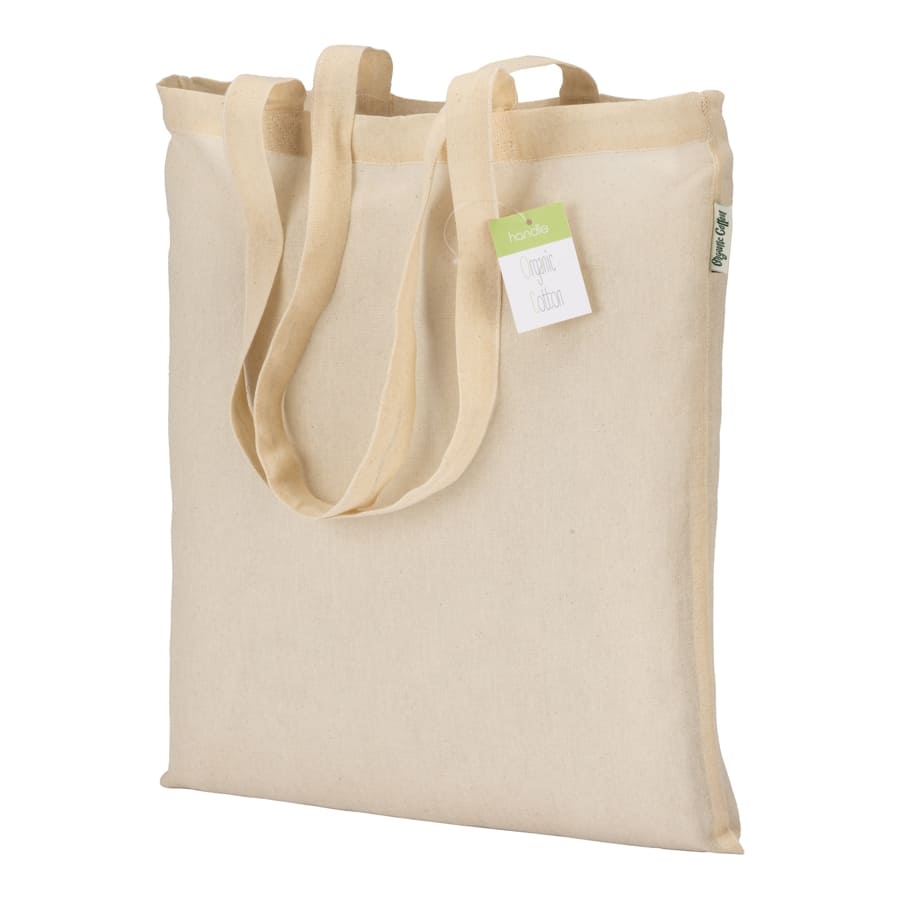 Shopper In Cotone Naturale 100% | Borsa Tela Resistente 42x38 Cm | Per Spesa, Ufficio, Libri | Manici Lunghi