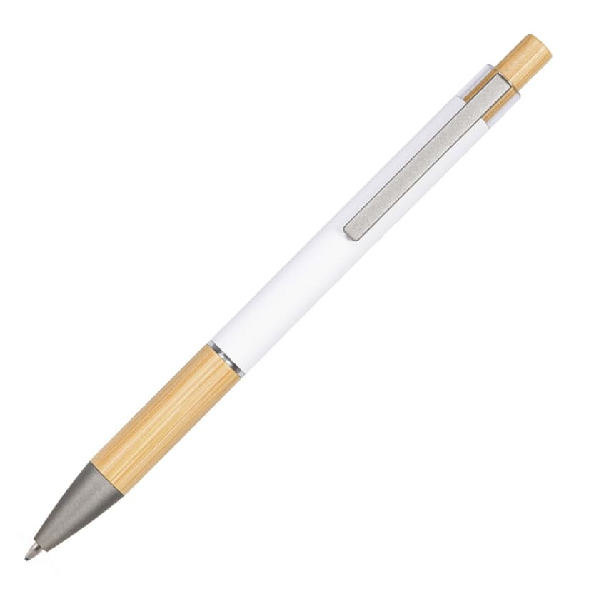 PENNA-SFERA-IN-ALLUMINIO-E-BAMBOO-Bianco