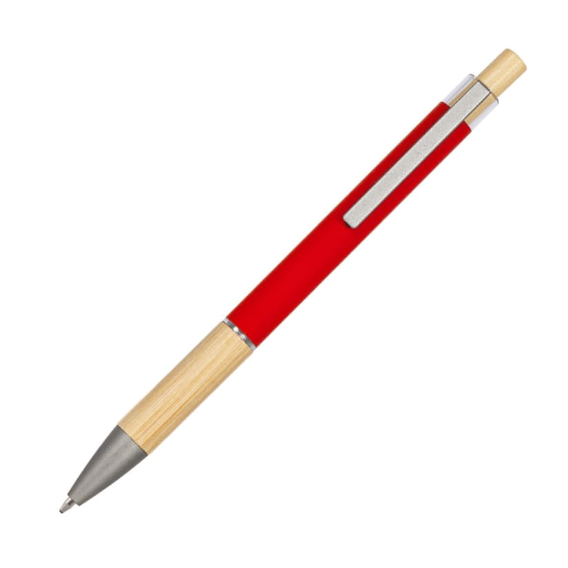 PENNA-SFERA-IN-ALLUMINIO-E-BAMBOO-Rosso