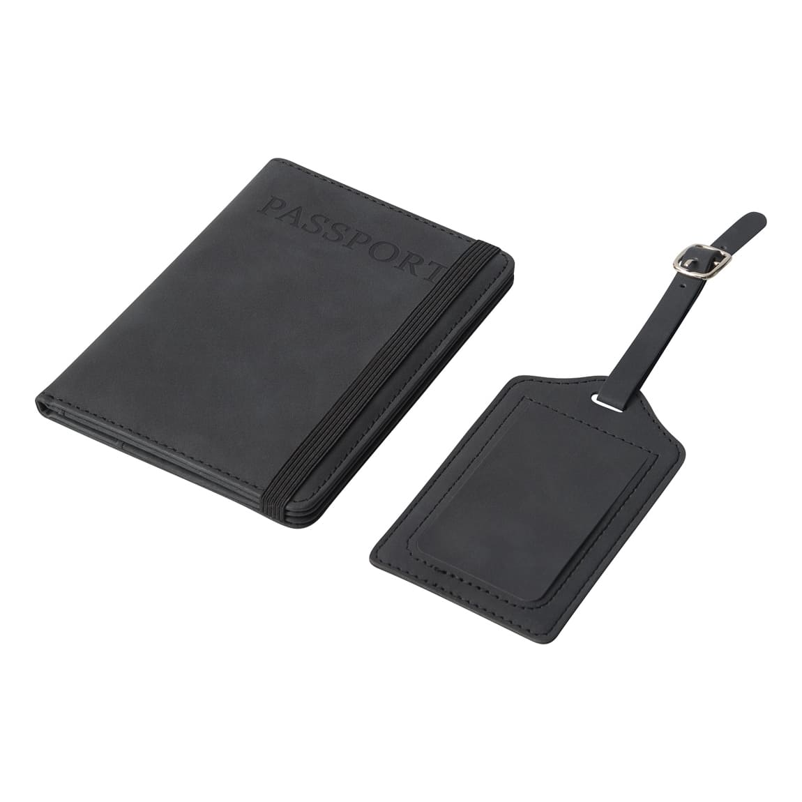 SET-VIAGGIO-PORTAPASSAPORTO-e-ETICHETTA-BAGAGLIO-Grigio