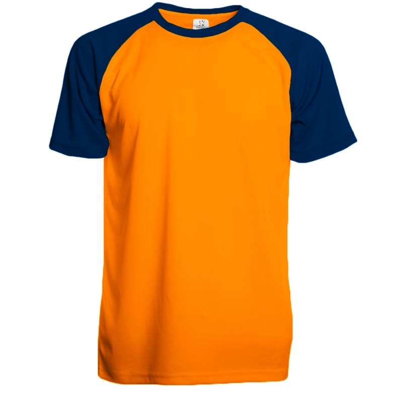 T-SHIRT-ULTRA-TRAIL-Arancio Fluo/Blu navy