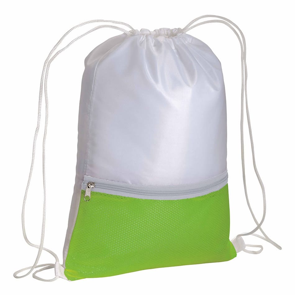ZAINETTO-A-SACCA-BICOLORE-CON-TASCA-Verde mela